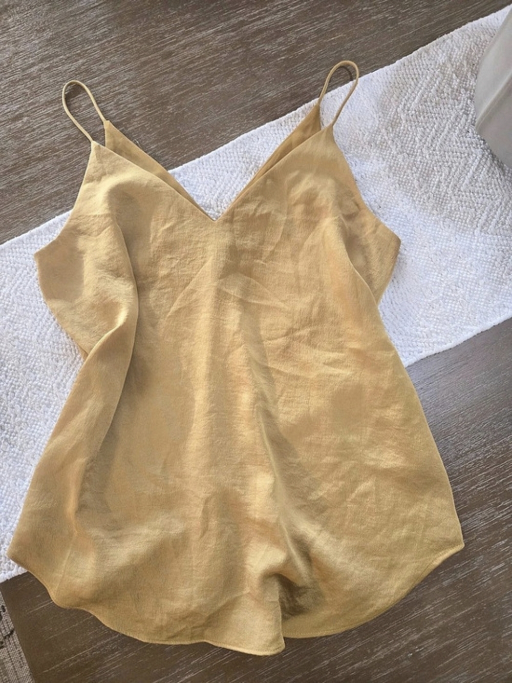 Express Downtown Cami Satin-Look Camisole Yellow Small